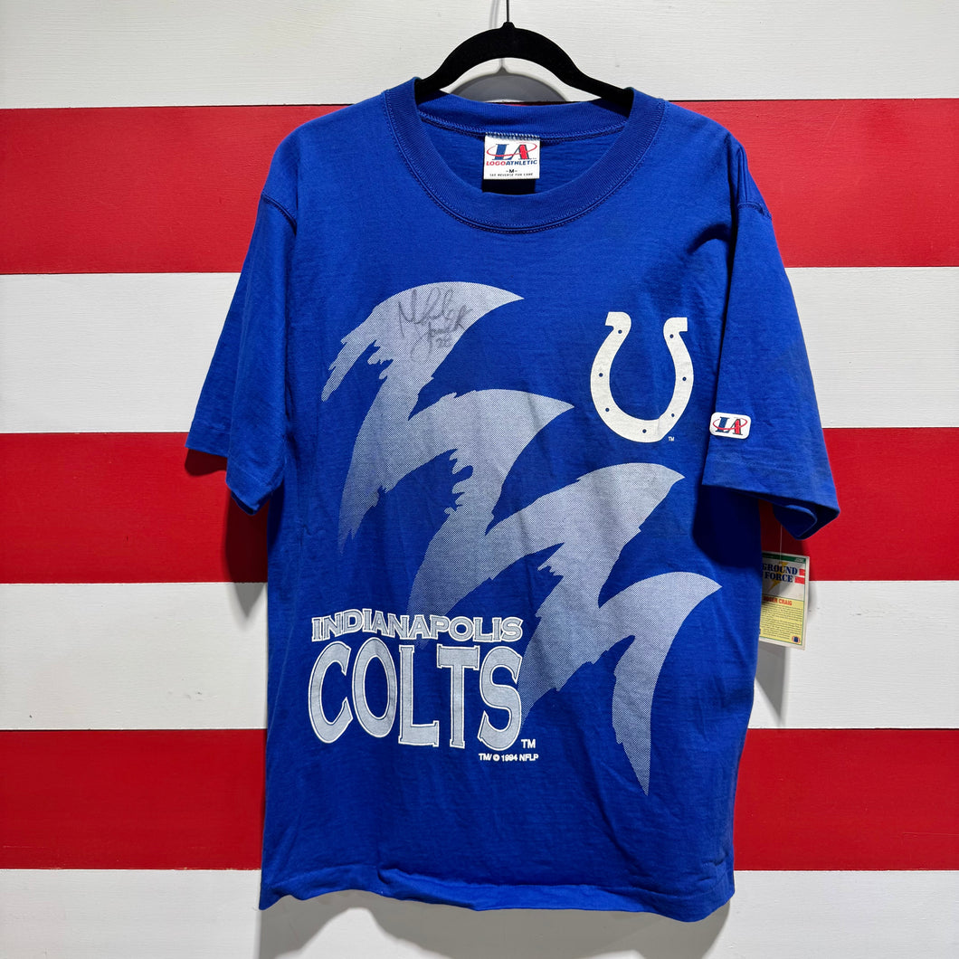 1994 Colts Marshall Faulk Signed Logo Athletic Sharktooth Shirt