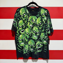 2001 Liquid Blue Skull Pile All Over Print Shirt