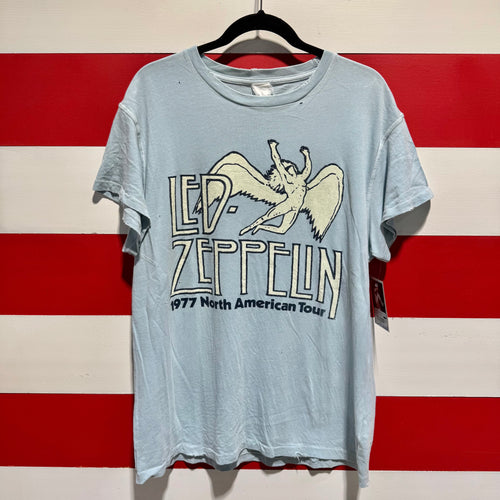 Early 2000s Led Zeppelin 1977 North American Tour Made Worn Shirt