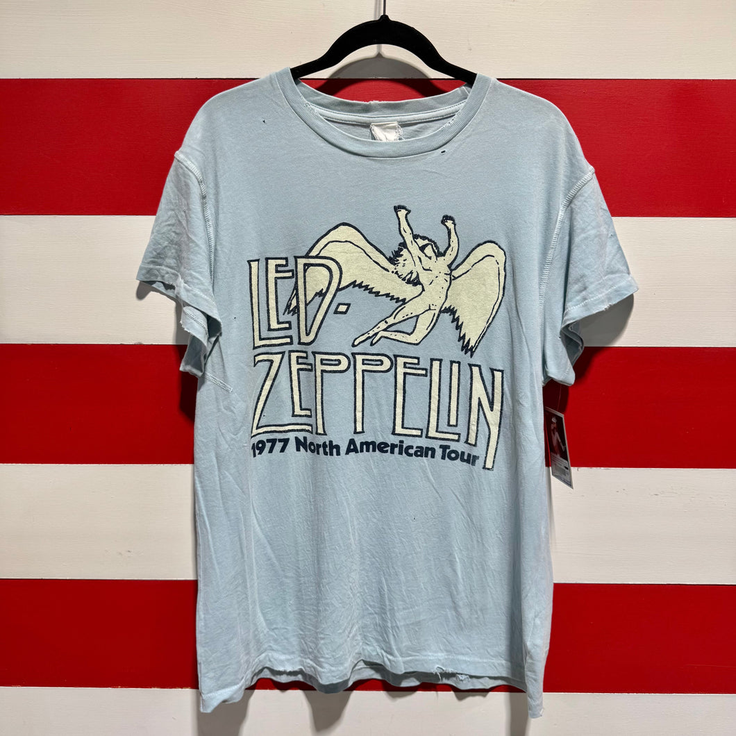 Early 2000s Led Zeppelin 1977 North American Tour Made Worn Shirt