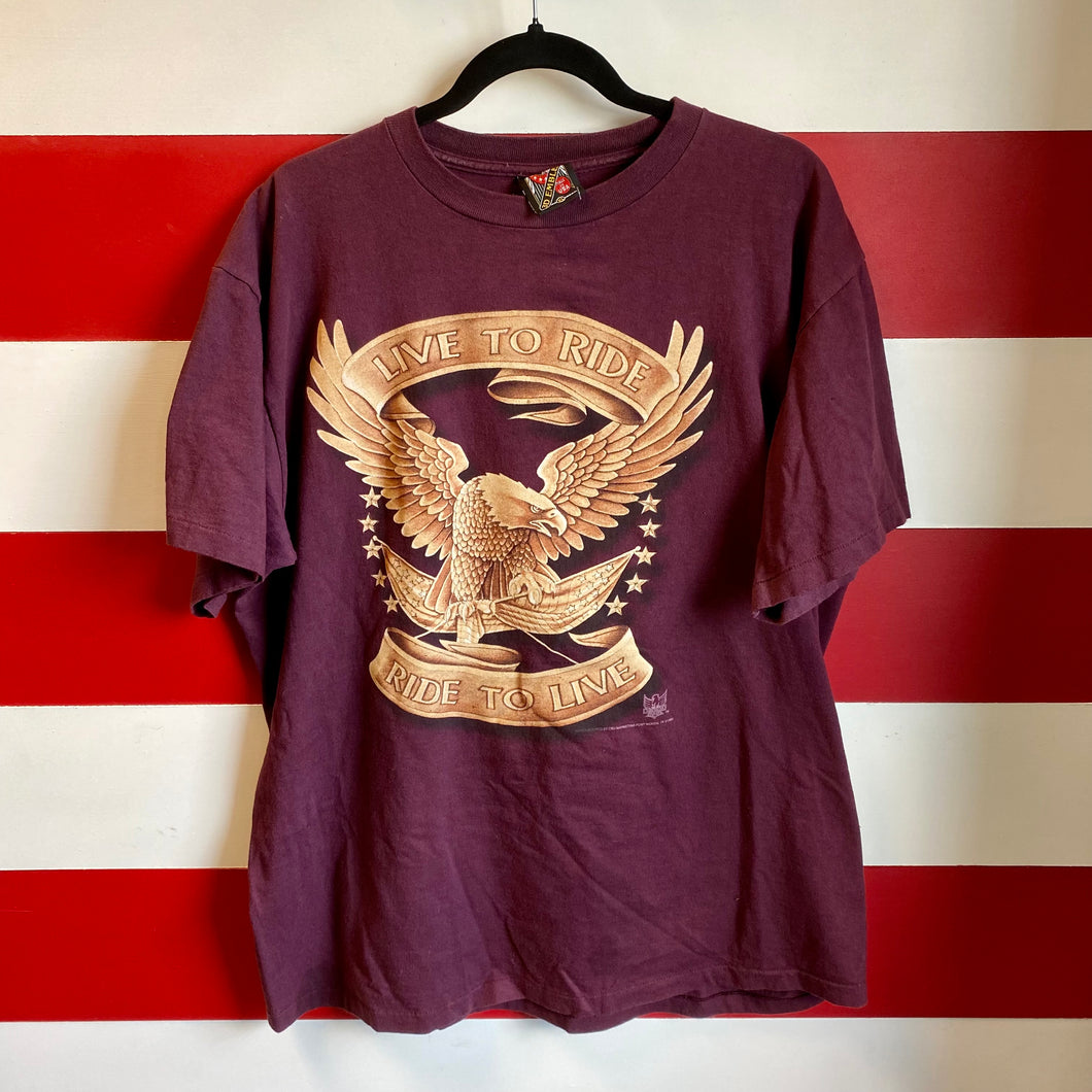 1993 American Biker Live To Ride 3D Emblem Shirt